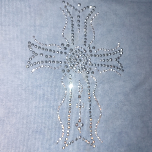 Reba Blue Top With Silver Cross 3X - Picture 3 of 4